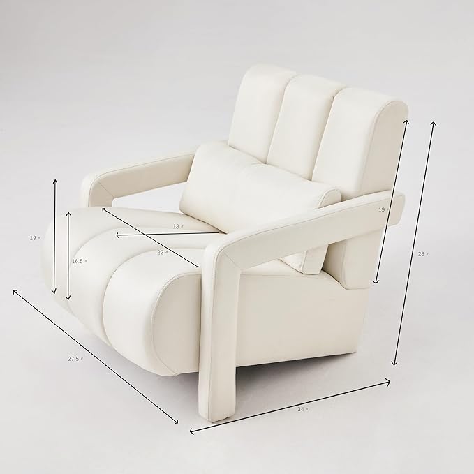 Christopher Knight Home Smyth Modern Armchair Upholstered Accent ChairMinimalist Lounge Chair Cozy Seating ChairBedroom Chairwith Linen Fabric and a Pillow Beige