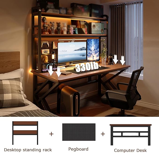 31.5in Computer Desk with Pegboard Gaming Desk with Storage Shelves PC Gamer Workstation Desk Modern Study Writing Table for Home Office Bedroom (White 31.5in/80cm)
