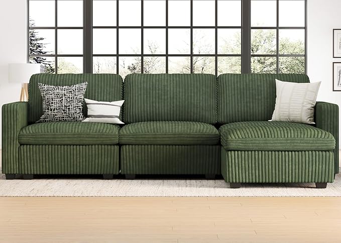 Belffin Armrest for Modular Sectional Sofa Modular Couch Armrest Part for Corduroy Sectional Couch Green