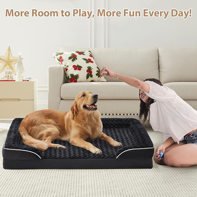 WNPETHOME Dog Beds for Large Sized Dogs Washable Orthopedic Dog Couch Sofa Bed with Waterproof Lining &amp Non-Skid Bottom for Pet Sleeping