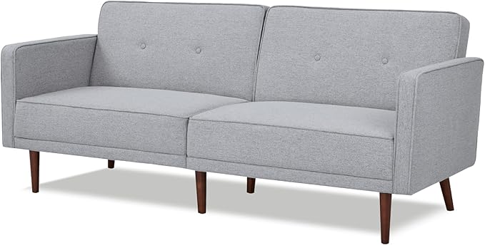 Artdeco Home Convertible Sofa Bed with 3 Level of Adjustability 76 W Mid-Century Style Soft 100% Polyester Fabric Sleeper Sofa for Small Space Living Room and Apartment(Moon Light)