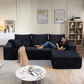 107 Modular Sectional Couches for Living Room Comfy Boneless L Shaped Cloud Couch with Chaise Lounge Modern Cozy Corduroy Deep Seat Floor Sofa Memory Foam No Assembly Required Black