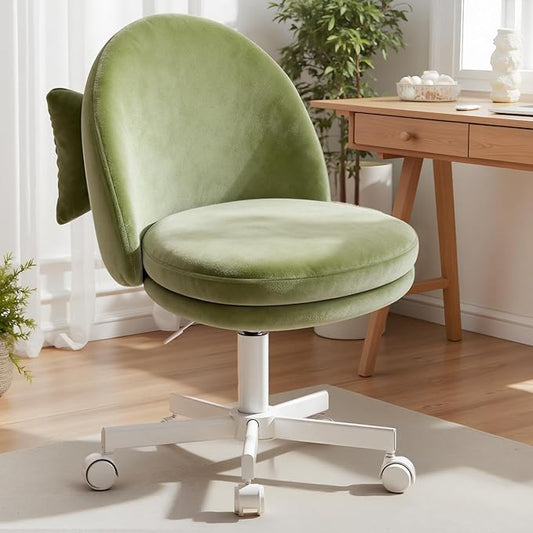 COMHOMA Vanity Chair with Velvet Fabric Small Tall Armless Chair with Back Cute Candy Chair for Girls Gift Living Room/Makeup Room/Bedroom/Kitchen (Height Use: Adjustable from Desk to Bar Height)