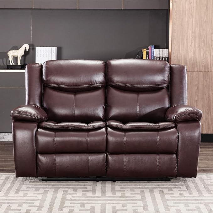 Familymill Breathable Leather Manual Reclining Loveseat for Living Room/Office/RV