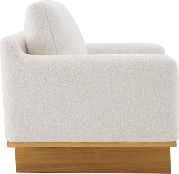 Modern Accent Chair with Solid Wood Frame and Base Upholstered Single Sofa with Soft Seat Cushion and Back Pillow Spacious Design Perfect for Living Room Bedroom and Study (White/40)