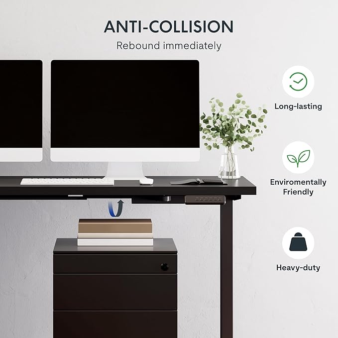 SANODESK Electric Height Adjustable 3-Leg L Shaped Standing Desk Frame Support up to 220lbs Sit Stand Ergonomic L Desk Frame Only Black