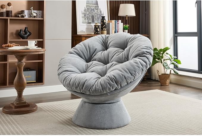 Oversized Swivel Accent Chair 360° Rotating Barrel Chair for Living Room Chenille Lounge Chair for Bedroom Relaxation