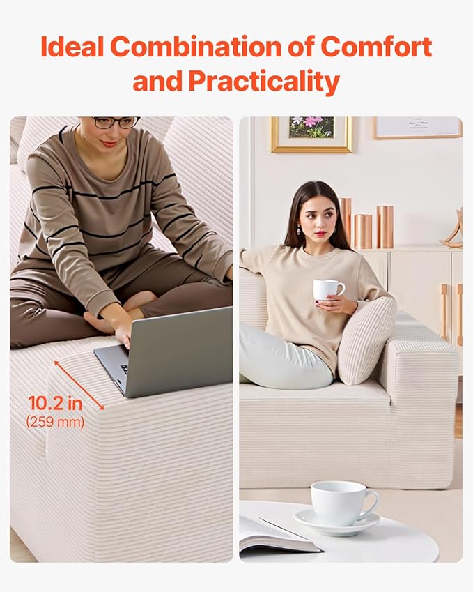 VEVOR Modular Sectional Sofa Sectional Couch for Living Room L Shaped Sofa with High Rebound Sponge Cloud Couch with Cushion for Living Room Apartment Beige
