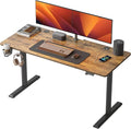 CubiCubi Height Adjustable Electric Standing Desk 55 x 24 Inches Stand Up Table Sit Stand Home Office Desk with Splice Board Rustic Brown Top