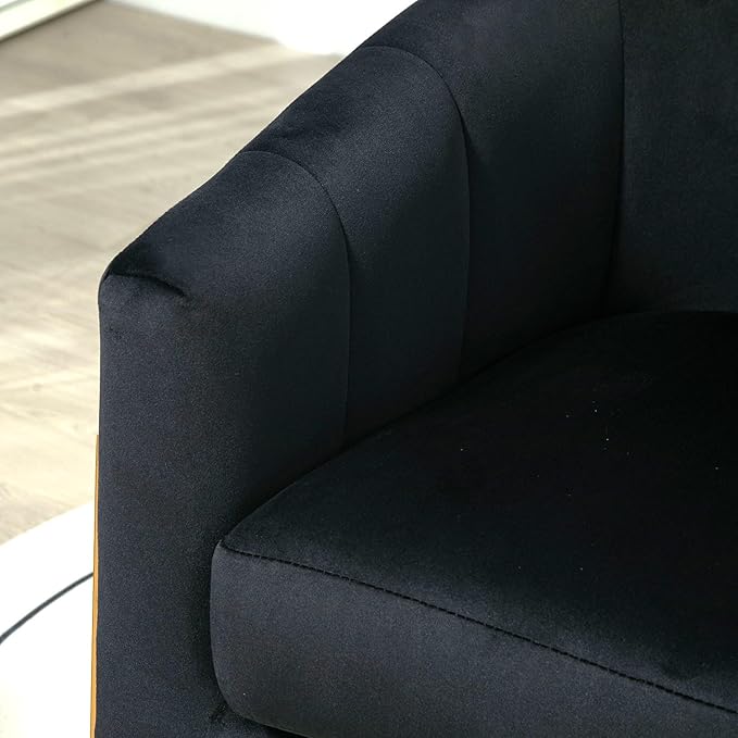 Velvet Modern Accent Armchair - Luxury Gold Frame | Versatile Seating for Living Room Bedroom Office Black