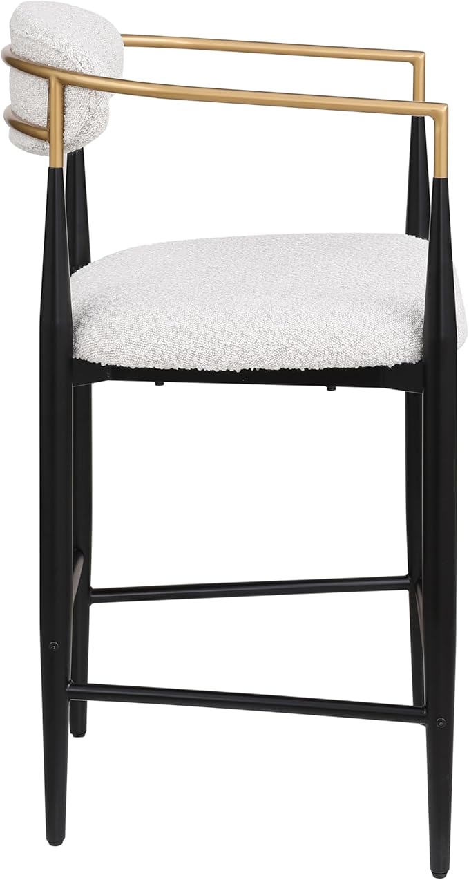GDFStudio Modern Counter Stools Set of 2Mid Century Upholstered Counter Height Bar Stools with Back Metal Armrests and Legs Countertop Chairs for Kitchen Island 25 H