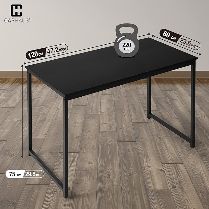 Fencer Wire 47 Black Computer Desk Home Office Desk Modern Look Desk Writing Desk for Small Space Simple Desk for Home Use &amp Office PC Table Gaming Desk Space-Saving Workstation Black