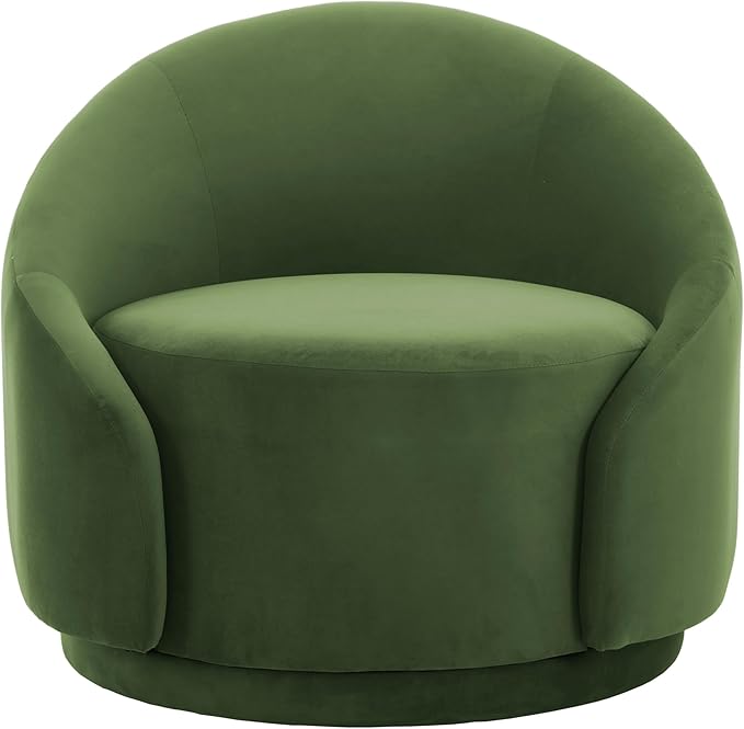 UIXE Swivel Accent Chair Velvet Barrel Chair Upholstered Arm Chair for Living Room Modern Round Club Chair with Turntable Base - Green Set of 2