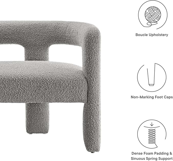 Modway EEI-6477-LGR Kayla Boucle Upholstered Loveseat Light Gray