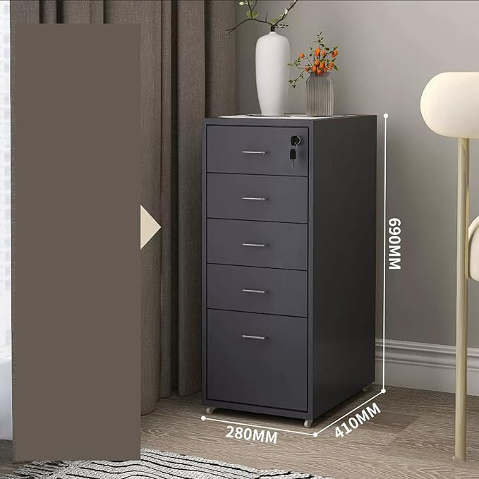 File Cabinet Under Desk Drawer Cabinet Office Locking Storage Cabinet Iron Data File Storage Cabinet (Color : Grey)