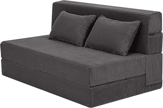 MeMoreCool Boneless Folding Sofa Bed Full Size – Corduroy Convertible Futon Couch with Foam Core &amp Pillow 1500 lb Capacity Floor Sleeper Washable Cover for Living Room Bedroom Guest Space