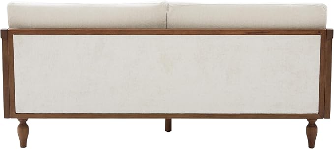 Christopher Knight Home Harper Mid-Century Loveseat Sofa Couch 2-Seater Lounge Sofa with Rattan Armrests and Wooden Legs Chenille Upholstered Couches for Living Room and Small Space Walnut