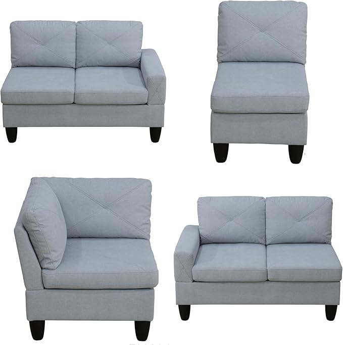 L Shaped Sectional Modern Sofa - Convertible Leather Sleeper Bed Couch Set with Reversible Chaise Lounge Modular Cloud Couch for Living Room Apartment