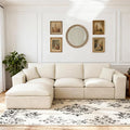 108'' Modular Sectional Sofa with Ottoman Corduroy Cloud Sectional Couches for Living Room High-Back Modern L Shaped Boneless Couch Deep Seat 3 Seater Sofa No Assembly Required Beige