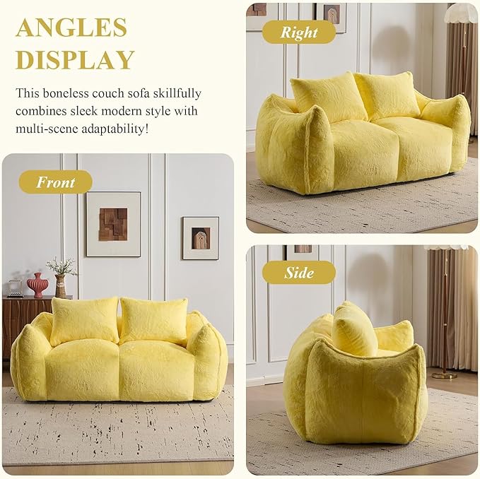 Alpen Loveseat for Small Spaces 75 Boneless Couches for Living Room Love Couch with Armrests Apartment Sofa with Tufted Cushion &amp Backrest No Assembly Yellow