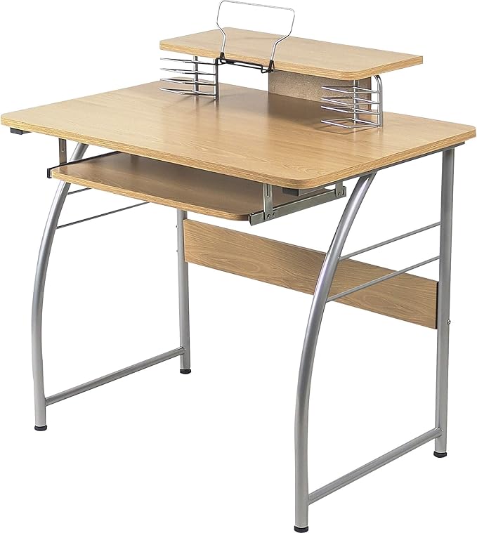 Lorell Upper Shelf Laminate Computer Desk Metallic