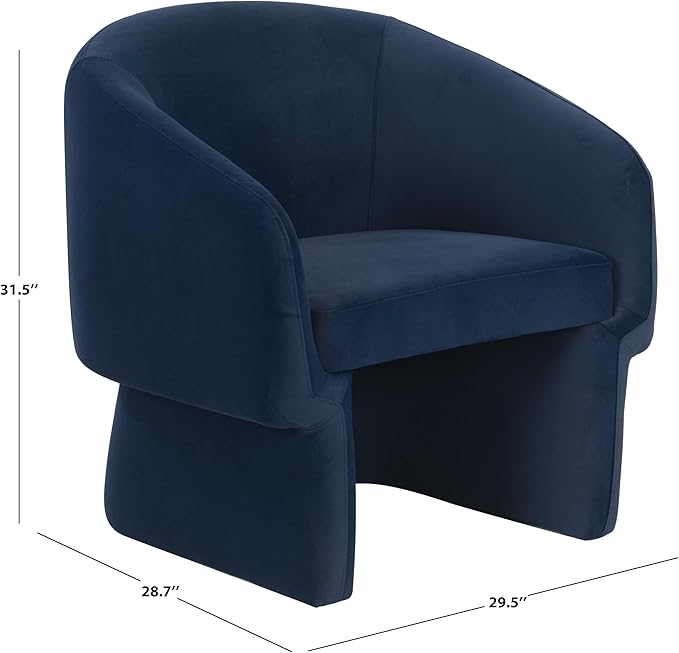 SAFAVIEH Couture Collection Susie Navy Velvet Barrel Back Accent Chair (Fully Assembled)