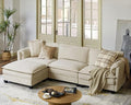 EcoHarbor 108 Modular Sectional Sofa for Living Room Modern 4 Seat L Shaped Cloud Couch with Elephant Ears Armrests Comfy Dual-Layer Cushions Deep Seat &amp Side Storage Pockets Beige