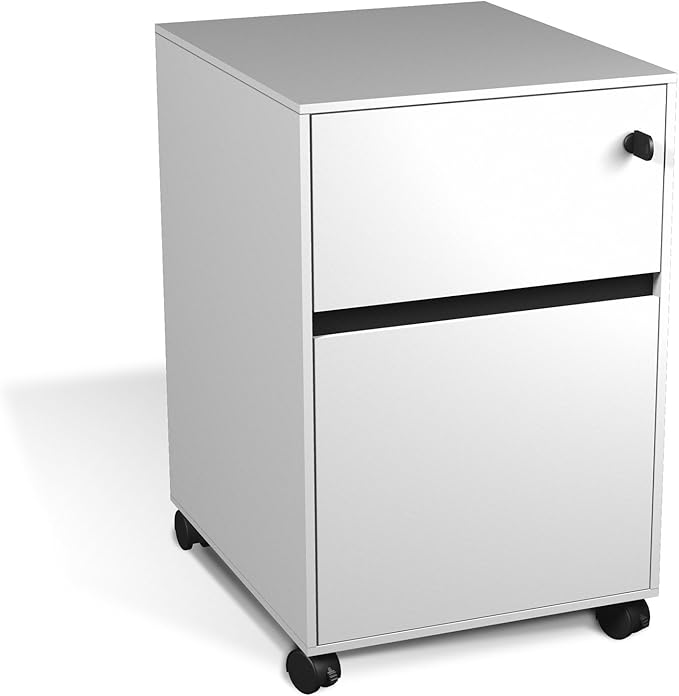 Unique Furniture Mobile Pedestal White
