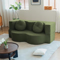 2-in-1 Convertible Folding Sofa Bed Sleeper Sofa with Pillow Teddy Fabric High-Density Foam Floor Mattress Sleeper for Living Room Guest Use Office Apartment No Assembly Required (Green)