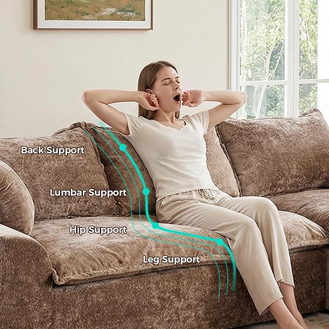103”Modular Sectional SofaUpholstered Boneless Couch for Living Room BedroomModern Modular L-Shaped Chaise CouchCloud Sectional Sofa with Deep Seat (BrownLeft Facing Chaise)