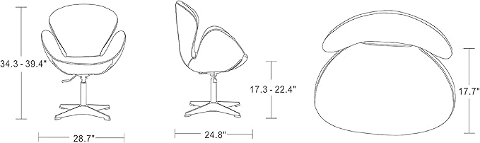 Manhattan Comfort Raspberry Adjustable Swivel Accent Chair with 360° Turn Polished Chrome Base Modern Retro Design Versatile Seat Ideal for Any Room Set of 1 Green