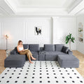 125 Oversized U-Shaped Cloud Sectional Couch 6-Seater Modular Sectional Sofa with USB Ports/Storge Console/Cup Holder Modern Deep Seat Corduroy Boneless Couch for Living Room No Assembly Gray
