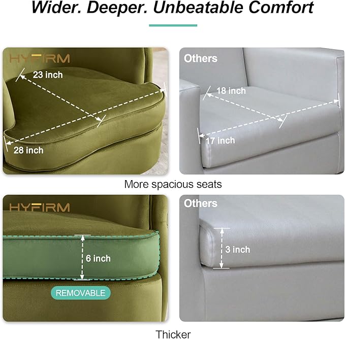 Modern Accent Chair Swivel Barrel Armchair for Living Room Button Tufted Velvet Comfy Chairs Round Upholstered Single Sofa Seating with Gold Base Green