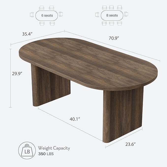 GAOMON 70.8 Inch Oval Computer Desk Long Large Executive Desk Wooden Home Office Desk Writing Table Computer Table Workstation for Home Office