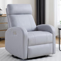 Power Swivel Rocker Recliner Faux Leather Rocking Recliner Chair with USB Port Swivel Glider Reclining Chair Nursery Recliners for Living Room Grey