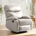 Genuine Leather Rocker Recliner Modern Manual Swivel Glider Recliner with Adjustable Backrest &amp Footrest Wall Hugger Swivel Rocking Recliner Chair for Modern Living Room and RV Beige