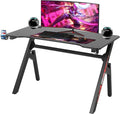 FDW Computer Desk Gaming Desk Student PC Desk Writing Desk Office Desk Modern Ergonomic Racing Style Table Workstation Carbon Fiber Headphone Hook (47in Red)