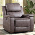 Leather Recliner Chair Manual Recliner Chair for Adults with Overstuffed Arms and Back Single Sofa Recliner with Cup Holders for Living Room (1 Grey)