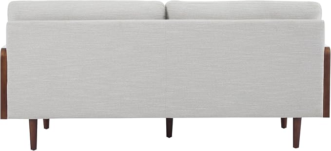 Christopher Knight Home Arboris Modern Rubberwood Frame Fabric Upholstered Loveseat Living Room/Bedroom/Apartment Couch/Sofa with Toss/Back Pillows and Removable Cushions Beige+Light Walnut