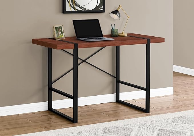 Computer Desk Home Office Laptop 48 l Work Brown Laminate Black Metal Contemporary Modern