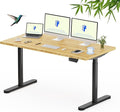 FLEXISPOT Bamboo Electric Standing Desk with Elegant Oval Legs 60x30 Height Adjustable Desk for Home Office &amp Living Spaces Black Frame