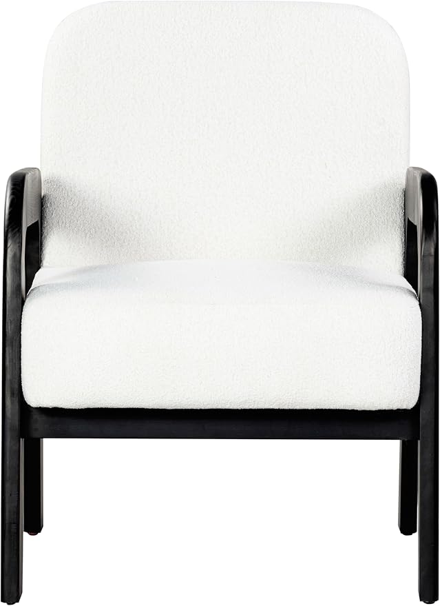 SAFAVIEH Couture Collection Roslina Ivory Boucle/Black Accent Chair (Fully Assembled)