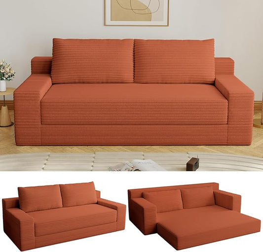 70.78 Loveseat Sofa Modern Small Corduroy Couch Comfy Deep Seat for Living Room Bedroom Apartment Home Office No Assembly Orange