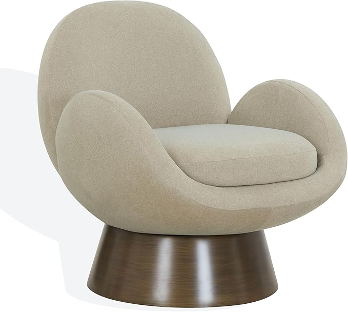 SAFAVIEH Couture Collection Paolini Light Brown &amp Antique Gold Metal Base Accent Chair
