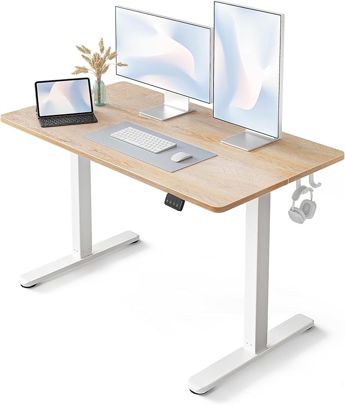 FEZIBO Electric Standing Desk 48 x 24 Inches Height Adjustable Stand up Desk Sit Stand Home Office Desk Computer Desk Maple