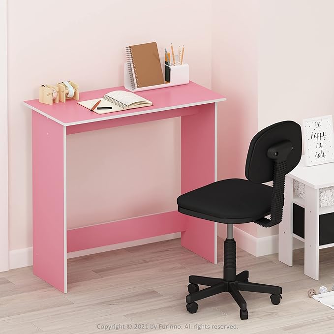 FURINNO Simplistic Study Table Pink 15.5 in x 31.5 in x 29.75 in (D x W x H)