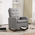GarveeHome Upholstered Rocking Chair Accent Chair Nursery Rocking Chairs in Teddy Fabric with High Backrest Side Pocket and Rubber Wood Legs Comfy Nursing Chair for Living Room Gray (Gray)
