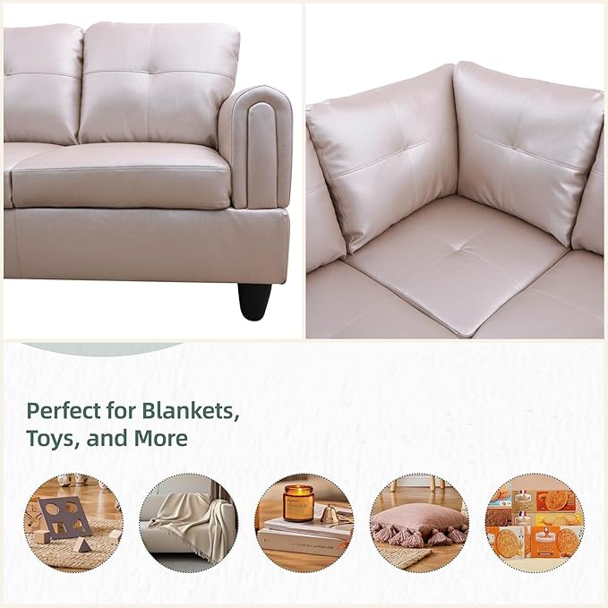 FONTOI L Shaped Sectional Couches Leather Couch Modular Sectional Sofa with Ottoman Storage Modern L Shaped Couch with Chaise for Living Room Bedroom Apartment Furniture Gray