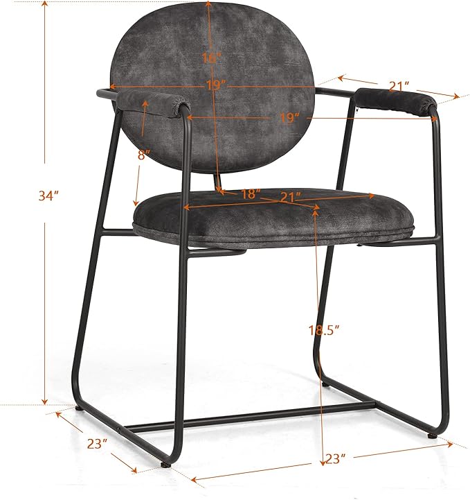 Sophia &amp William Living Room Chairs 18 Velvet Accent Chair Metal Armchairs Vanity Chair Leisure Chair Middle Back Reception Chair for Livining Room Bedroom Metal Leg Detachable Armrest Dark Grey
