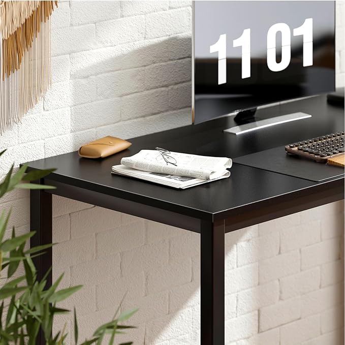 Need Small Computer Desk Writing Desk 39 3/8'' L Study Desk for Small Space Gaming Desk Sturdy and Heavy Duty Home Office Desk for Dormitory/Meeting Room AC3CB(100 * 60) Beside TableBlack/Black